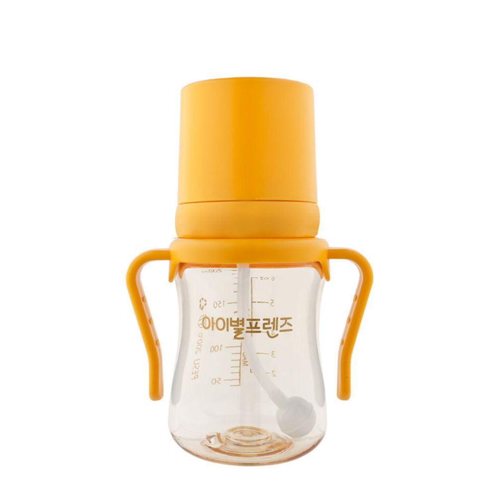 [I-BYEOL Friends] 200ml PESU Nipple straw cup Yellow _ Weighted Straw, FDA approved, BPA Free, Baby, Toddler_ Made in KOREA